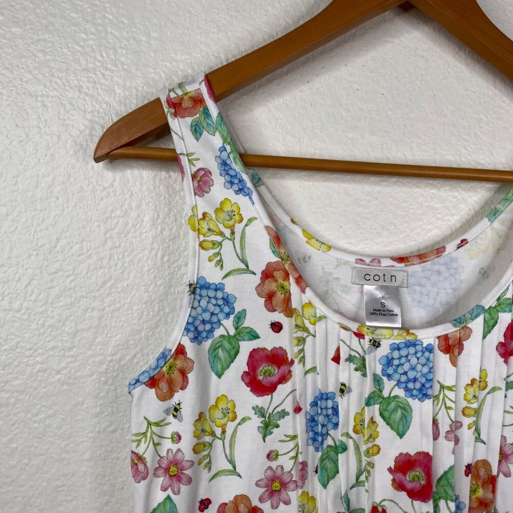 Cotn Women's Cottage Core Prairie Boho Floral Ladybug Bee Dress Multicolor Sz S - Picture 7 of 14